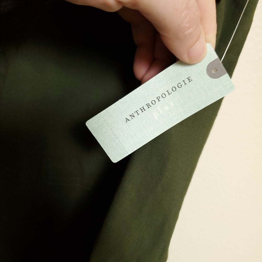 ANTHROPOLOGIE Plus Military Green Colette Linen Blend Wide Leg Pants Sz 24W - Picture 10 of 12